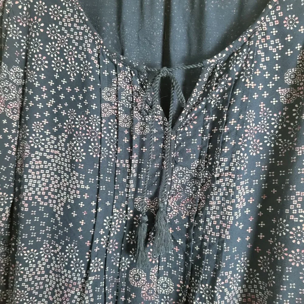 Sonoma Peasant Top BOHO Blue Large flowy relaxed casual Hippie Cottagecore folk - Picture 3 of 9